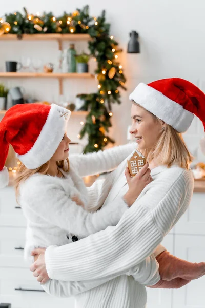 Cute Mother Daughter Hugging Christmas Gifts Next Christmas Tree