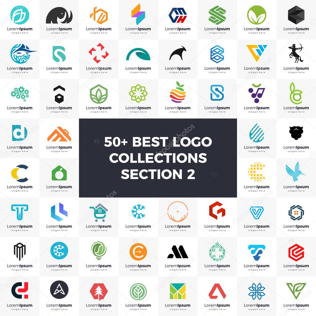 Logo set modern and creative branding idea collection for business company. simple logos, minimalist, abstract vector design, icon and favicon for brand identity