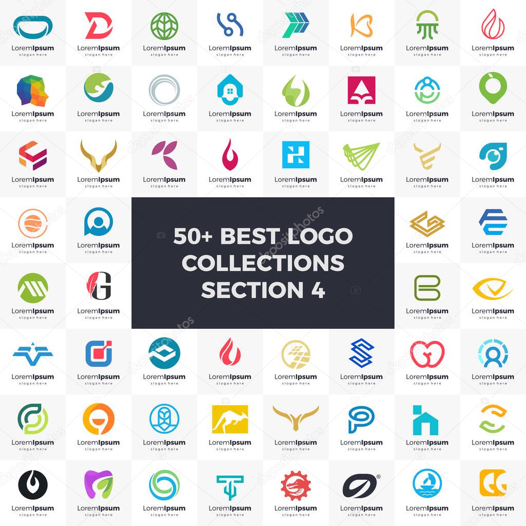 Logo set modern and creative branding idea collection for business company. simple logos, minimalist, abstract vector design, icon and favicon for brand identity