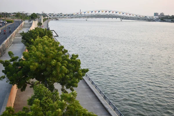 Inde Gujrat Ahmedabad Septembre 2022 Vue Complète Pont Piétonnier Atal — Photo