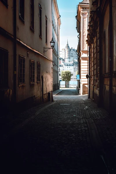 Olhando Através Uma Rua Outro Lado Estocolmo — Fotografia de Stock