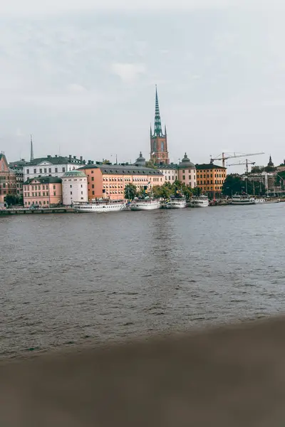 Buidlings Boats Stockholm — Stock Photo, Image