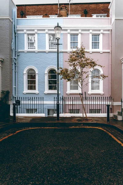 Ett Pastellblått Och Rosenfärgat Hus London — Stockfoto