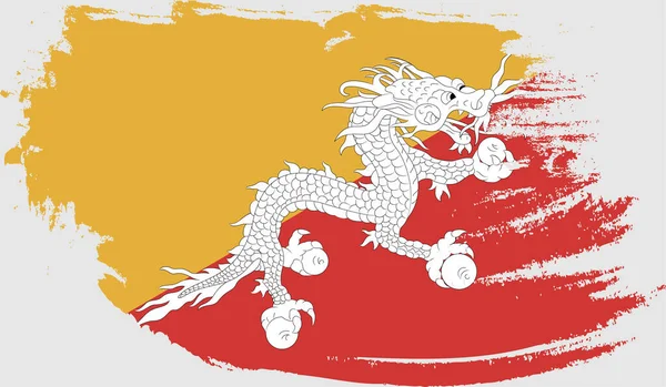 Bandera Grunge Bután — Archivo Imágenes Vectoriales