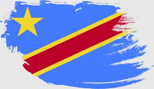 Kongo Demokratik Cumhuriyeti Bayrağı Grunge — Stok Vektör