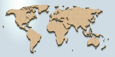 Dünya haritasının 3d çizimi