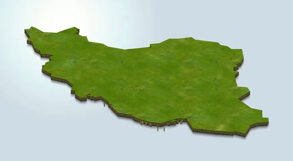 伊朗地图的3D绘制 — 图库照片