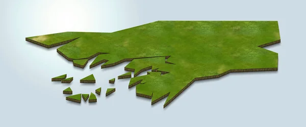 几内亚比绍地图的三维绘制 — 图库照片
