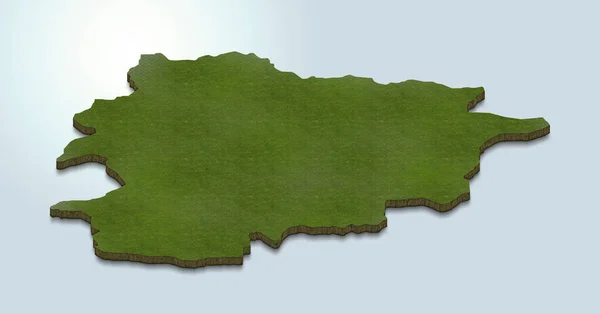 アンドラ地図の3Dレンダリング — ストック写真