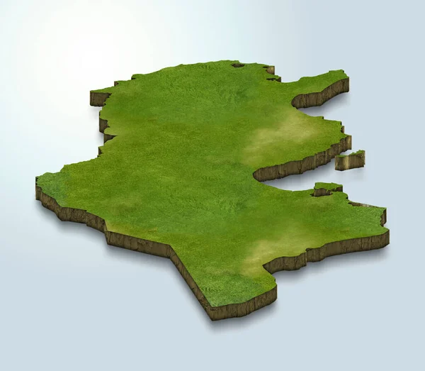 突尼斯地图的3D绘制 — 图库照片