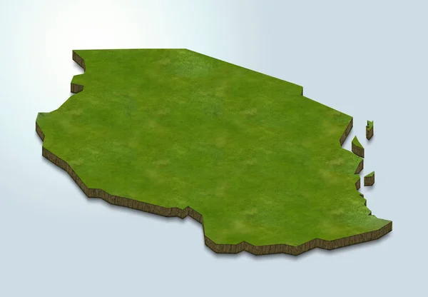 坦桑尼亚地图的3D绘制 — 图库照片