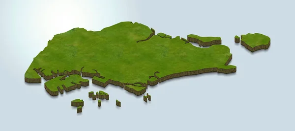 新加坡地图的3D渲染 — 图库照片