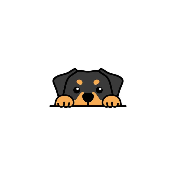 Cute Rottweiler Puppy Peeking Cartoon Vector Illustration Vector de stock