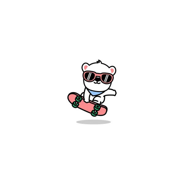 Cute Polar Bear Playing Skateboard Cartoon Vector Illustration Stockillustration