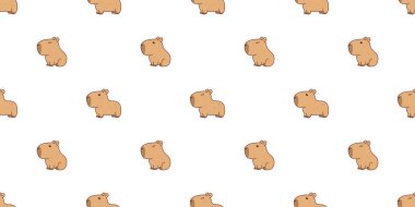 Sevimli capybara çizgi filmi kusursuz desen, vektör illüstrasyonu