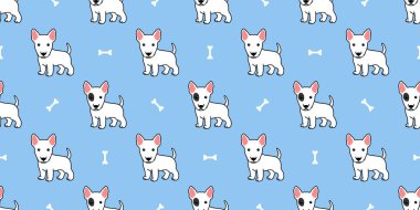 Şirin boğa teriyeri köpek yavrusu çizgi filmi kusursuz desen, vektör çizimi