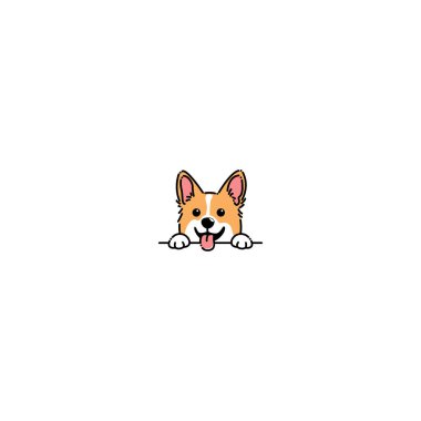 Şirin pembroke galsh corgi köpek yavrusu çizgi filmi, vektör çizimi