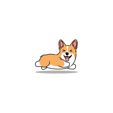 Komik Corgi köpek yavrusu çizgi filmi, vektör illüstrasyonu