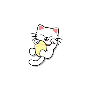 Maneki neko kawaii şanslı kedi karikatür, vektör çizimi