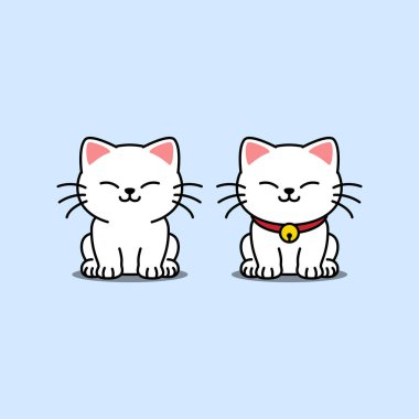 Çizgi film izleyen sevimli beyaz kedi, vektör çizimi