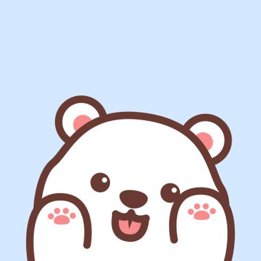 Sevimli kutup ayısı dili dışarı çıkar ve çizgi film, vektör illüstrasyonu