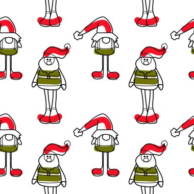 Vektör konturu ve noktasız yeni yıl deseni, Noel süslemeleri