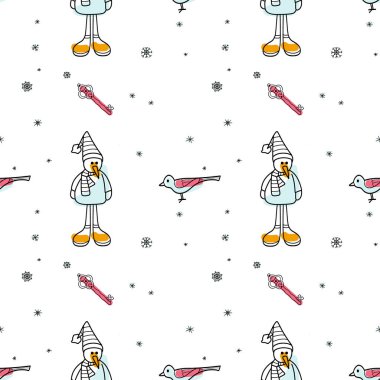 Vektör konturu ve noktasız yeni yıl deseni, Noel süslemeleri