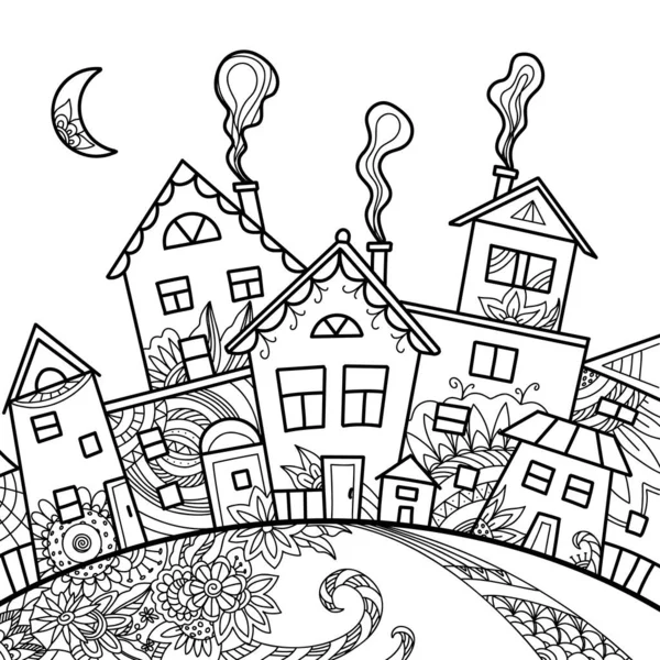 妖精の家を描いた 珍しい家の彩色 ベクトル — ストックベクタ