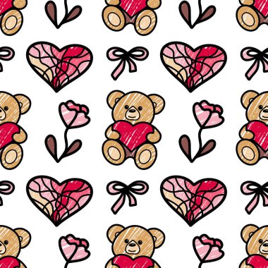 vector seamless pattern on Valentine s Day, February 14 Love