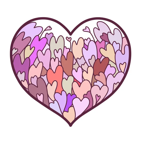 Γραμμή Τέχνη Χρώμα Σχέδιο Μιας Καρδιάς Για Χρωματισμό Κάρτες Βιβλία — Διανυσματικό Αρχείο