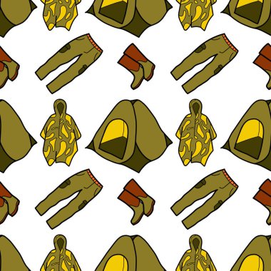 Yürüyüşün kusursuz düz çizimleri, kamp vektörü.