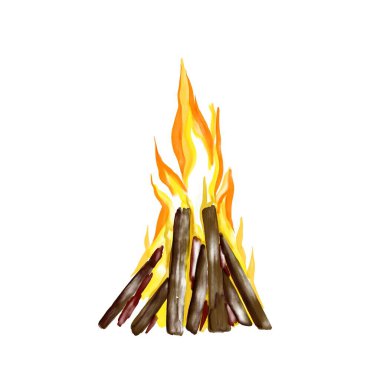 Dijital suluboya - şenlik ateşi, ateş yanıkları. Ivan Kupala ziyafeti