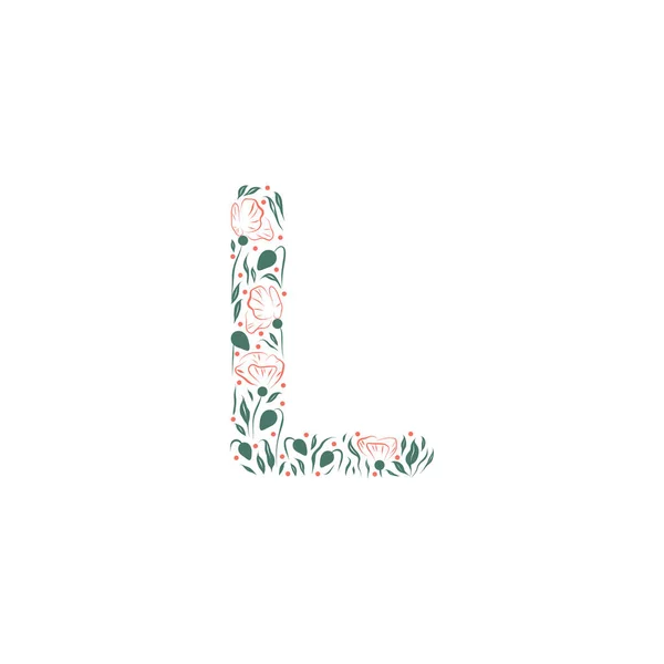 Alfabeto Floral Língua Inglesa Letra — Vetor de Stock