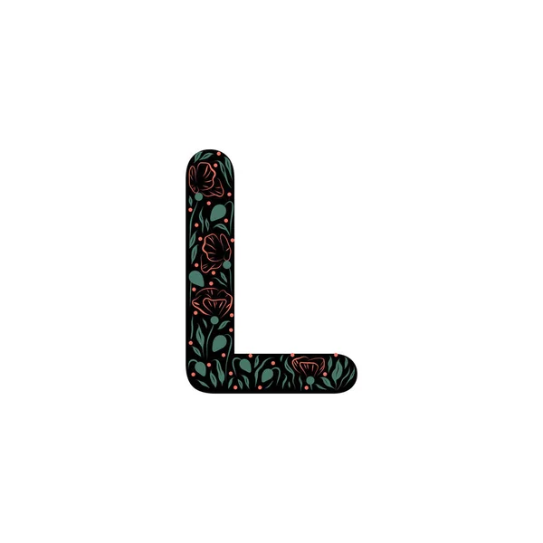 Alphabet Fleur Langue Anglaise Lettre — Image vectorielle