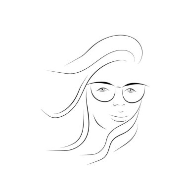 Soyut Kadın yüzü. Devamlı çizgi çizimi. vektör çizgisi sanatı.