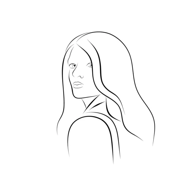 女性の顔 連続線画 ベクターラインアート — ストックベクタ