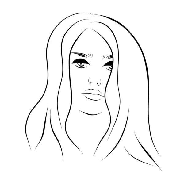 Face Femme Abstraite Dessin Continu Vecteur Ligne Art — Image vectorielle