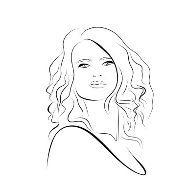Soyut Kadın yüzü. Devamlı çizgi çizimi. vektör çizgisi sanatı.