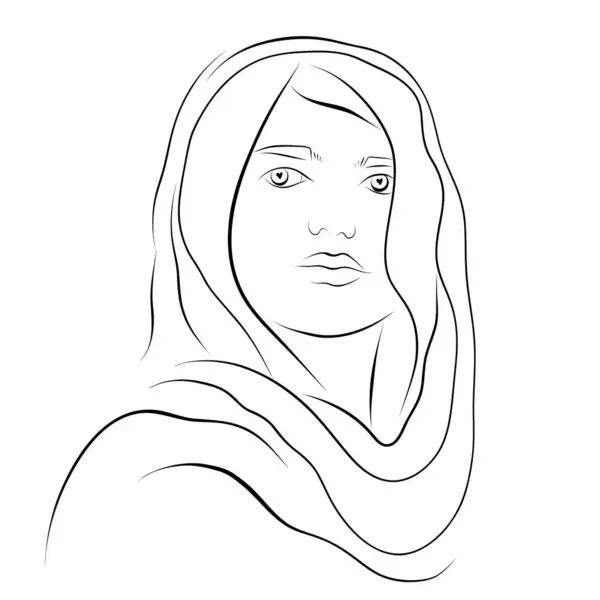 Face Femme Abstraite Dessin Continu Vecteur Ligne Art — Image vectorielle