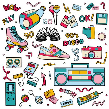 90 'ların düz çizimlerinden kalma retro şeyler.