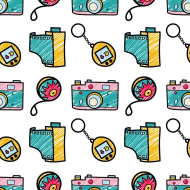 90 'ların stil kalem çizimlerinde soyut dikişsiz desen