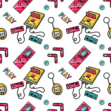 90 'ların stil kalem çizimlerinde soyut dikişsiz desen