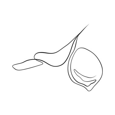 Sürekli çizgiler çiziyor. Çizgi sanatı bir dala sürekli limon çiziyor. Vektör minimalist orta yüzyıl tasarımı