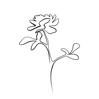 Sürekli bir çizim çizgisi. Duvar dekorasyonu için genel gül çiçeği konseptiyle basılmış dekoratif poster.