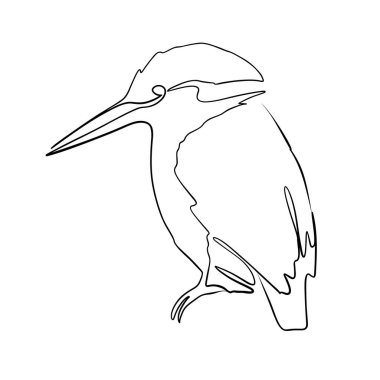 Sürekli bir çizim çizgisi. Bir kuş otururken basılmış dekoratif poster.