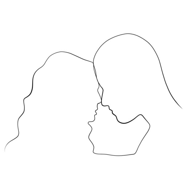 Continuous drawing of lines. Line art of kissing lovers. Continuous line drawing. Vector minimalistic design