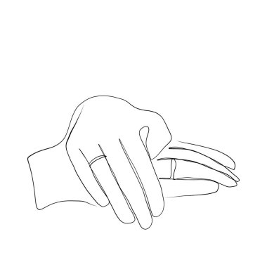 Sürekli çizgiler çiziyor. Çizgi sanatı aşıkların iki eli. Sürekli çizgiler çiziyor. Vektör minimalist düğün tasarımı