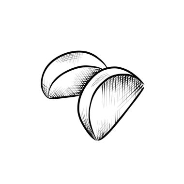 Çizgiler çiziyor. Çizgi - sarımsak, karanfil. Vektör minimalist tasarımı