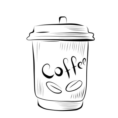 Çizgiler çiziyor. Kahve, çay ve sütle birlikte sanat eseri kupası. Vektör minimalist tasarımı