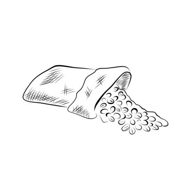 Çizgi çizme. Kahve çekirdekli çizim torbası. Vektör minimalist tasarımı